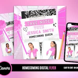 Vote Homecoming Queen Social Media Flyer Class Campaign Etsy