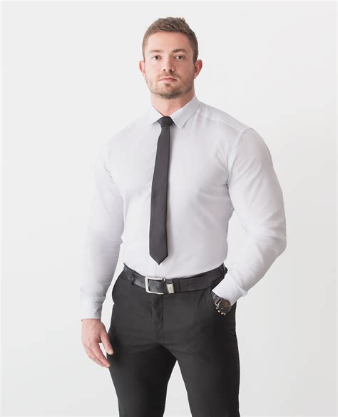 White Tapered Fit Shirt Athletic Fit Shirts Workout Shirts Mens