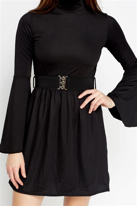 Flare Sleeve Belted Dress Just 7
