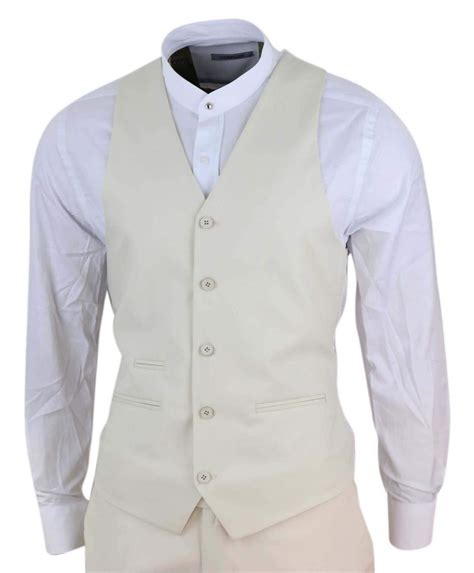 Mens Cream 3 Piece Nehru Collar Suit Happy Gentleman