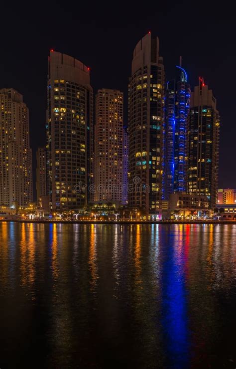 Night View Of Dubai Marina United Arab Emirates Editorial Stock Photo