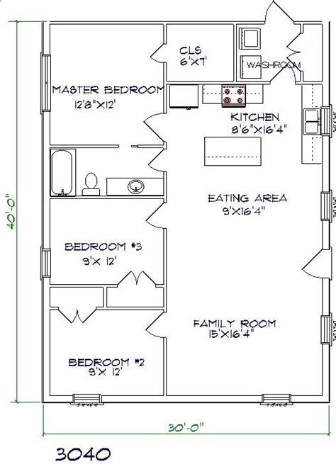 Buy detailed architectural drawings for the plan shown below. 30x40 barndominium floor plans | Barndominium floor plans ...