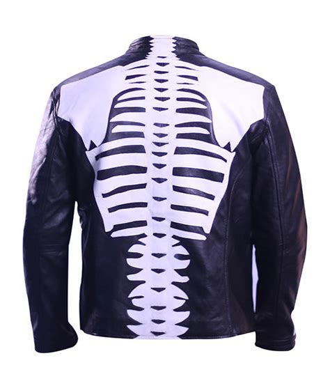 Skeleton Leather Jacket Costume Mens Motorcycle Jacket For Bikers