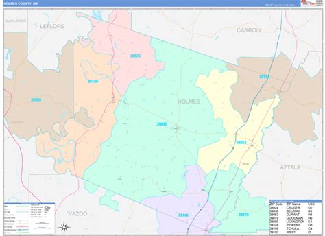 Holmes County Ms Wall Map Color Cast Style By Marketmaps Mapsales