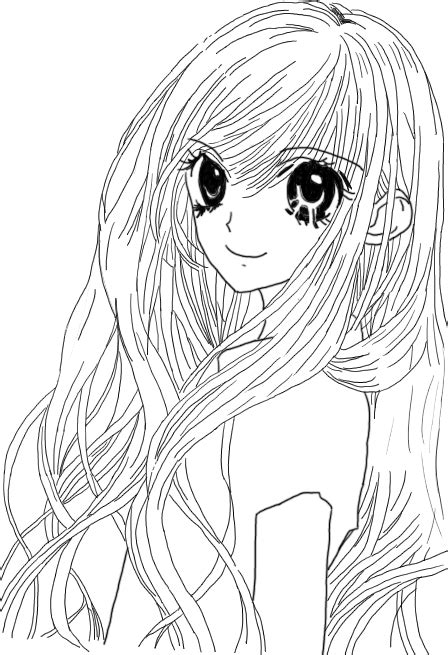 Anime Girl Long Hair Lineart By Loitumachan On Deviantart