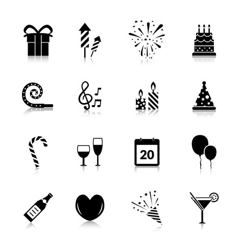 Celebration Icons Black 462577 Vector Art At Vecteezy