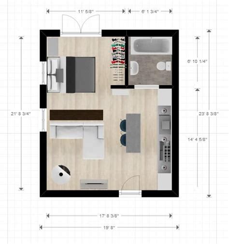20ftx24ft Cabin Or Studio Apartment Layout Studio Floor Plans Studio