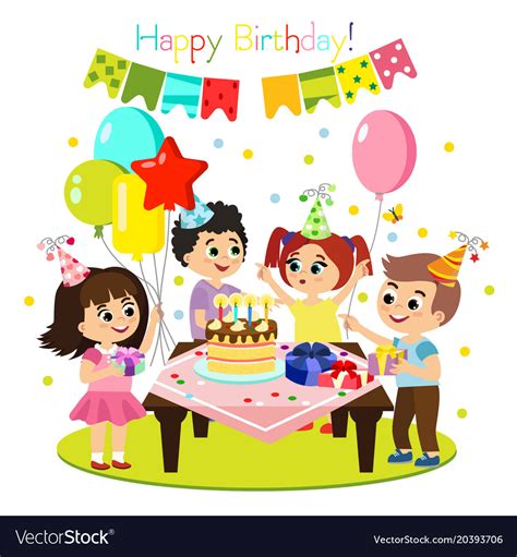 Kids Birthday Party Royalty Free Vector Image Vectorstock