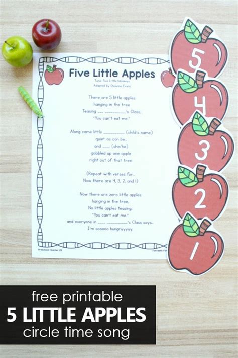 5 Little Apples Preschool Circle Time Song Fantastic Fun And Learning