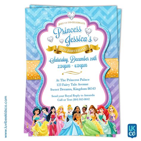 Disney Princesses Birthday Invitation Style 02 Luvibeekidsco
