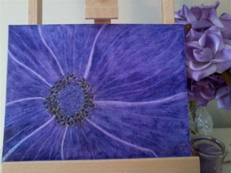 Oil Pastel Drawing Purple Petals 9x12 Artwork By