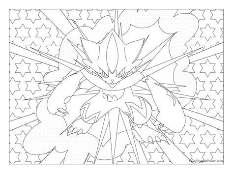 Jump to navigationjump to search. #807 Zeraora Pokemon Coloring Page · Windingpathsart.com