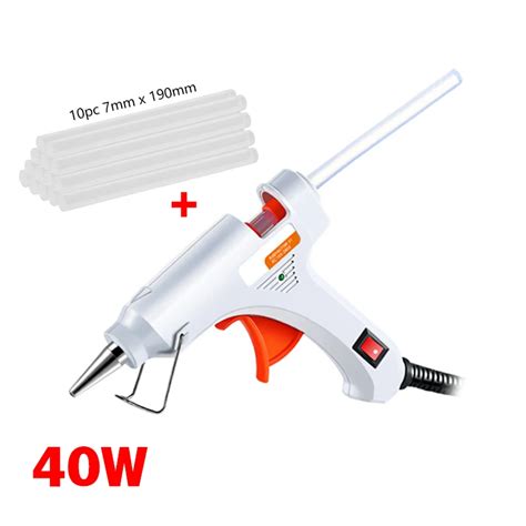 40w mini hot melt glue gun with 10pc 7mm 190mm glue stick thermo electric heat temperature tool