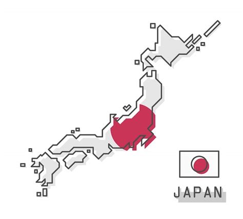 japan map and flag premium vector