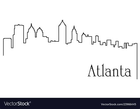 Atlanta City One Line Drawing Royalty Free Vector Image