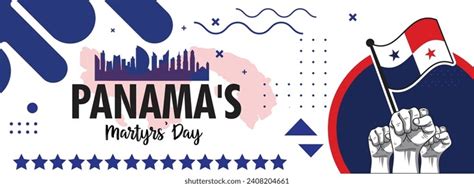 Panamas Martyrs Day Panama Banner Retro Stock Vector Royalty Free