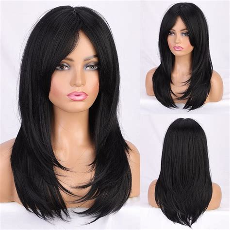 flytonn i s a wig long layered synthetic wigs for women blonde wigs with side bangs black brown