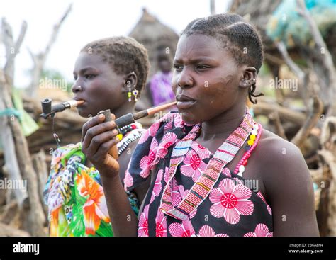 Toposa Tribe Women Smoking Pipes Namorunyang State Kapoeta South