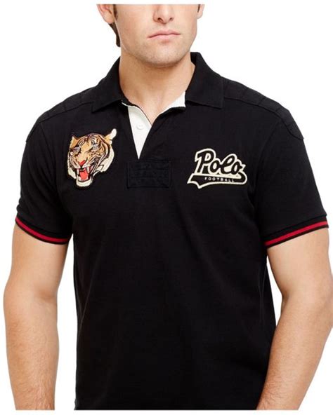 Polo Ralph Lauren Custom Fit Tiger Head Polo In Black For Men Lyst