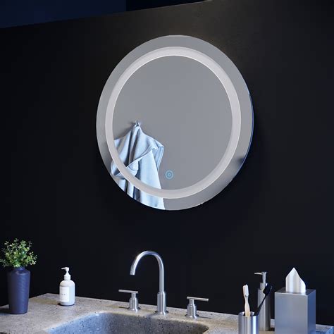 Round Led Bathroom Mirror Demister Illuminated Light Up 600x600 Mm Waterproof Ebay