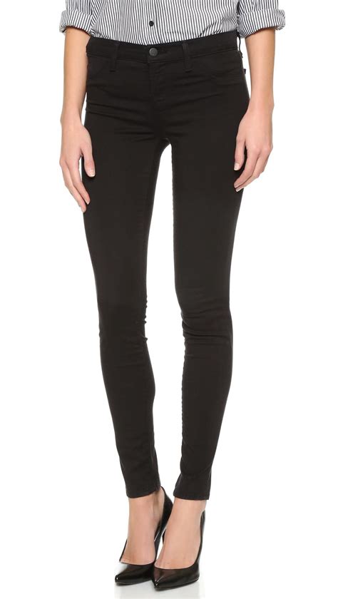 Lyst J Brand 485 Super Skinny Luxe Sateen Jeans In Black