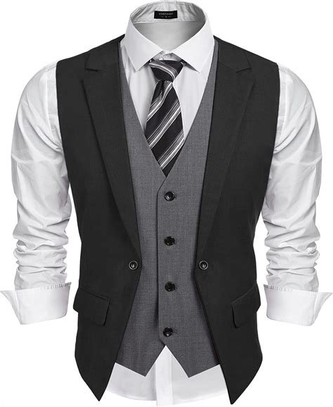 COOFANDY Mens Formal Fashion Vest Layered Waistcoat Business Dress Suit