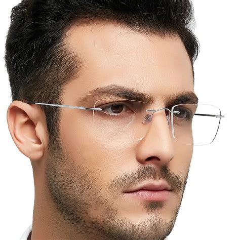 eleccion pure titanium rimless glasses male myopia eyeglasses frames men optical frames square