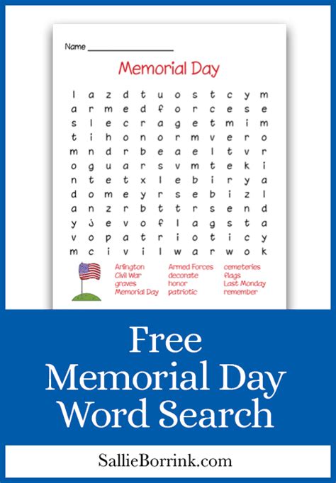 Free Printable Memorial Day Word Search Printable Templates