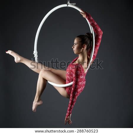 Image Of Sexy Acrobatic Girl Posing With Hoop Stock Photo