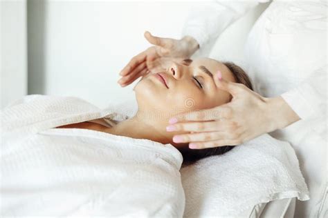 Crop Massage Therapist Massaging Face Of Client Stock Image Image Of Care Beautician 223523017