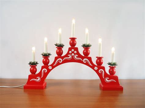 Konstsmide Electric Candle Bridge Hand Painted Red And White Etsy