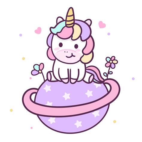 Cute Unicorn Vector Sweet Dream Cartoon With Pastel Color Little Heart