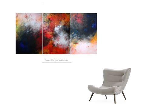 Abstract Triptych By Artist Alex Senchenko Contemporary Art Modern