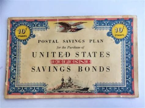 Wwii Postal Savings Plan Us Defense Savings Bond Book 10 Cent W29