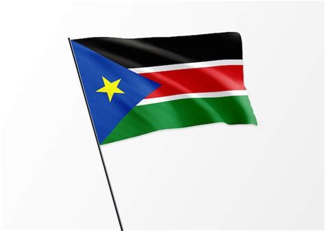 bandera de sudán del sur ondeando alto en el fondo aislado día de la independencia de sudán del