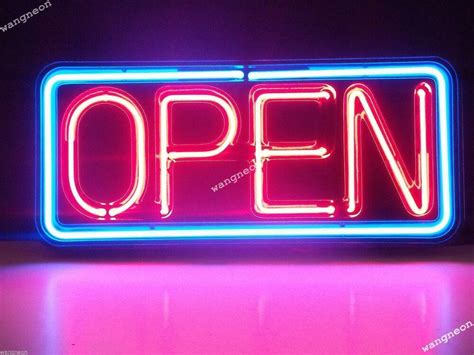 Neon Open Sign Real Glass Hand Blown Made Window Or Wall