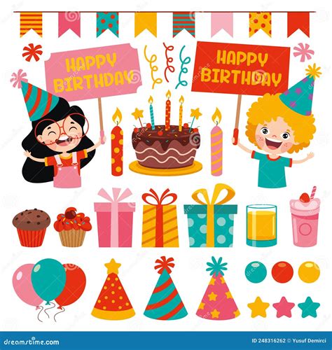 Collection Of Birthday Party Elements Stock Vector Illustration Of