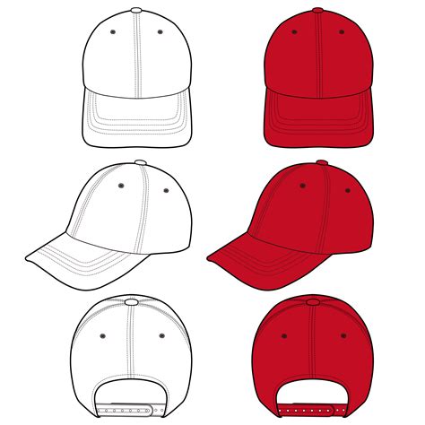 Baseball Cap Fashion Flat Sketch Template Download Free Vectors