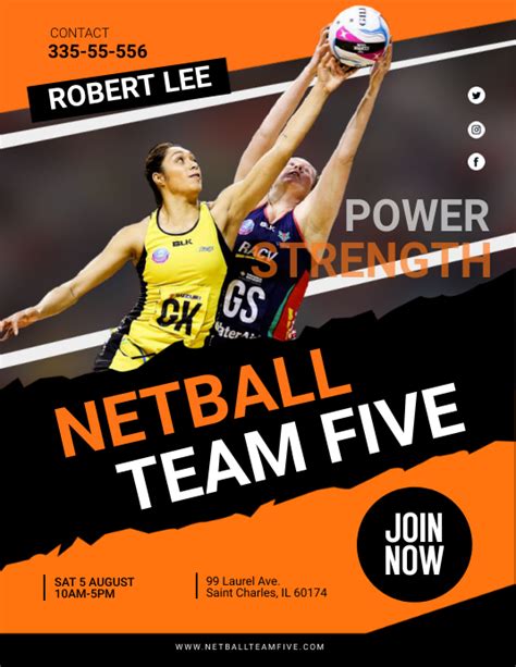 Orange Netball Tournament Flyer Template Postermywall