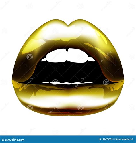 golden lips vector illustration womans lips iisolated on white background stock vector