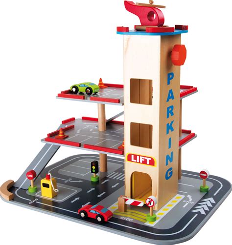 Buy Wooden Parking Garage Playset By Small Foot Multilevel Activity