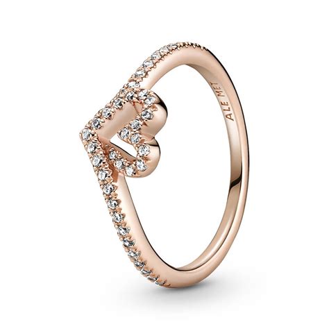 Pandora Rose™ Sparkling Wishbone Heart Cz Ring 189302c01 Ben Bridge