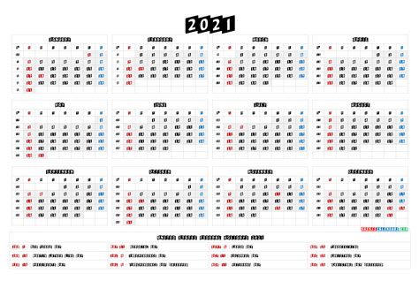 Printable 12 Month Calendar On One Page 2021 12 Templates