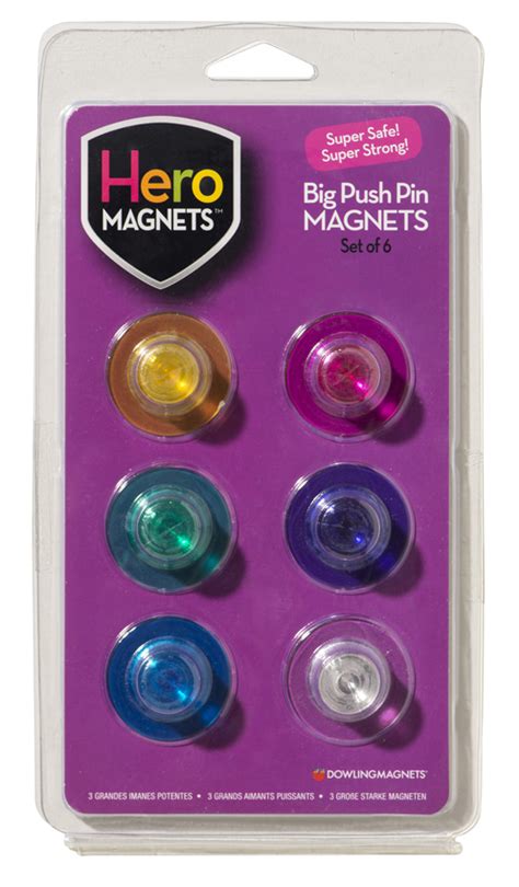 Hero Magnets Big Push Pin Magnets Set Of 6 Dowling Magnets