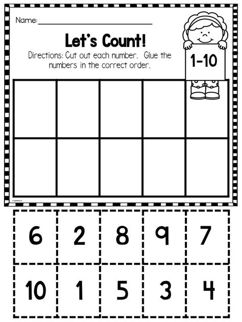 Kindergarten Math Ordering Numbers And Counting Worksheets Cut And