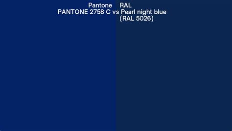 Pantone 2758 C Vs Ral Pearl Night Blue Ral 5026 Side By Side Comparison