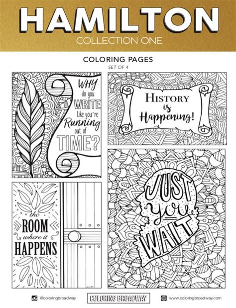 Hamilton Set 1 Broadway Coloring Card Musical Theater Etsy In 2020