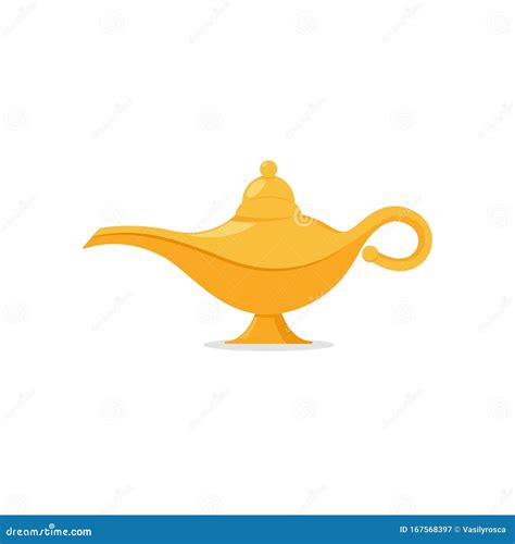 Lamp Aladdin Magic Vector Icon Aladin Genie Lamp Bottle Wish Cartoon