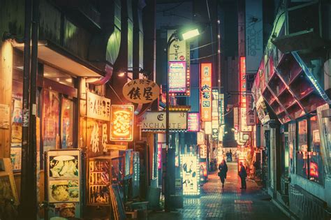 Japan Street Japan Night Neon Masashi Wakui Hd Wallpaper