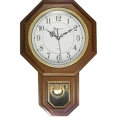 Timekeeper 180wagm Essex 17 Modern Pendulum Wall Clock Faux Wood At